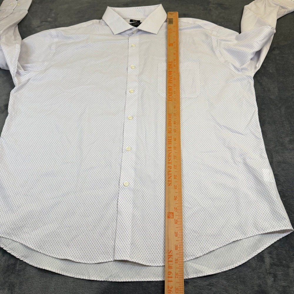 Pronto Uomo Easy Care Dress Shirt Mens 18 1/2 34/35 White Slim Fit Geometric - Picture 9 of 11
